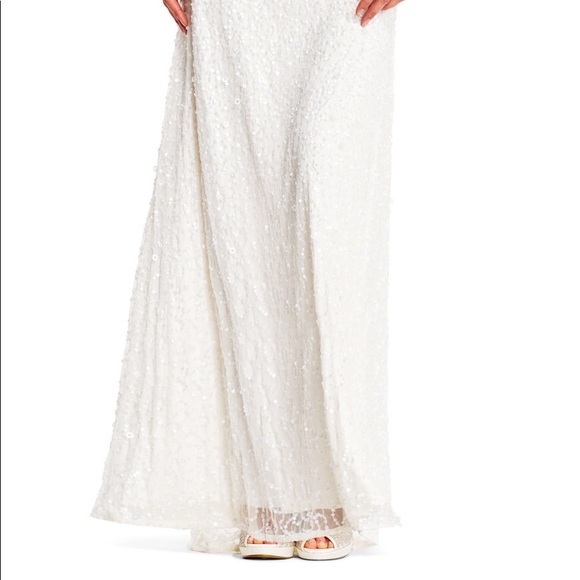 Adrianna Papell Scoop Back Sequin Gown- Ivory - Picture 3 of 16